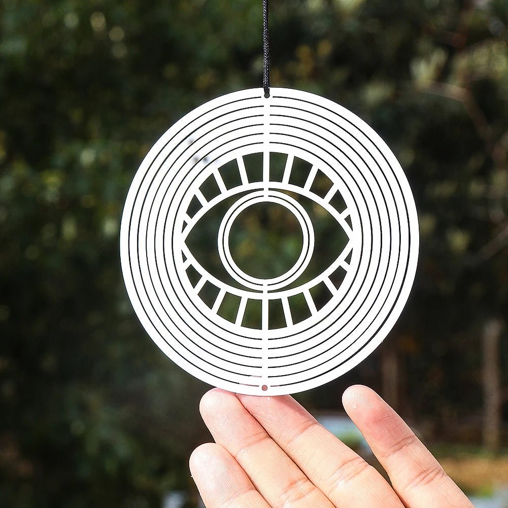 Turkish Devil Eye Wind Spinner Catcher Sublimation 3D Mirror Reflection Rotating Windchime Feng Shui Amulet Hanging Garden Decor - Thrifty Delights