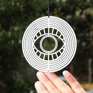 Turkish Devil Eye Wind Spinner Catcher Sublimation 3D Mirror Reflection Rotating Windchime Feng Shui Amulet Hanging Garden Decor - Thrifty Delights