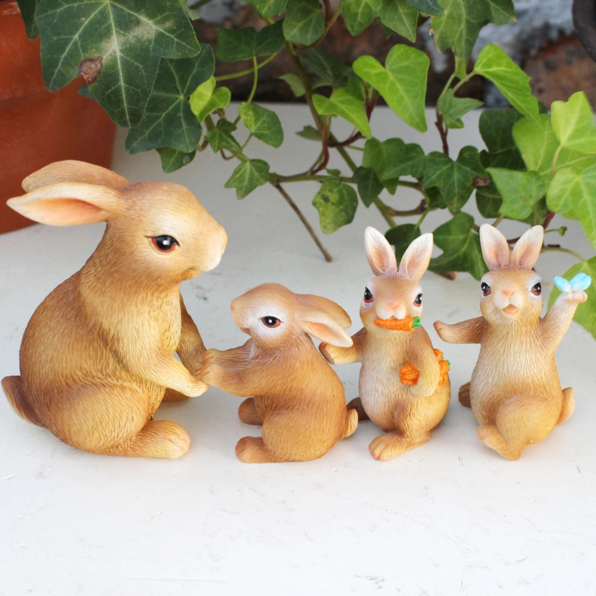 4PC/Country Style Family Rabbit - Multi functional Courtyard and Lawn Decoration - Animal Theme - Easter Statue