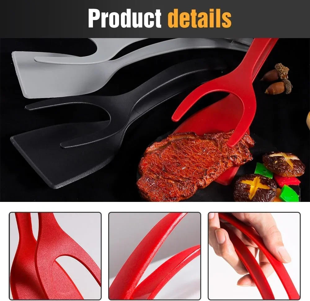 2-in-1 Silicone Spatula and Tongs: Non-Stick Egg Flipper & Cooking Tool