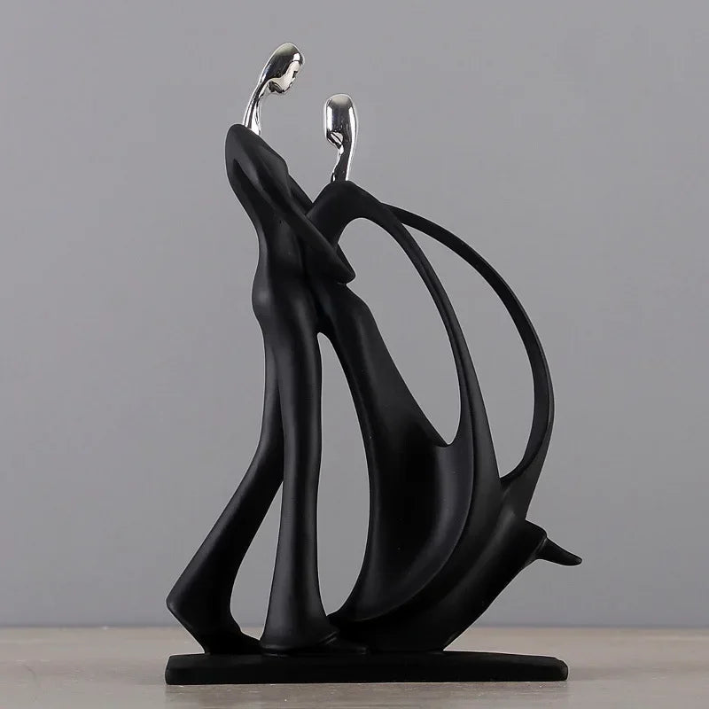 Chic Nordic Dancing Couple Resin Figurine Modern Home Decor