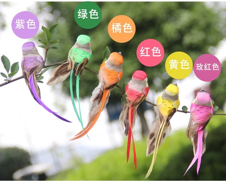 6pcs Cute Artificial Birds Fake Foam Animal Simulation Feather Birds Models Tit DIY Craft Home Garden Ornament Decoration - Thrifty Delights