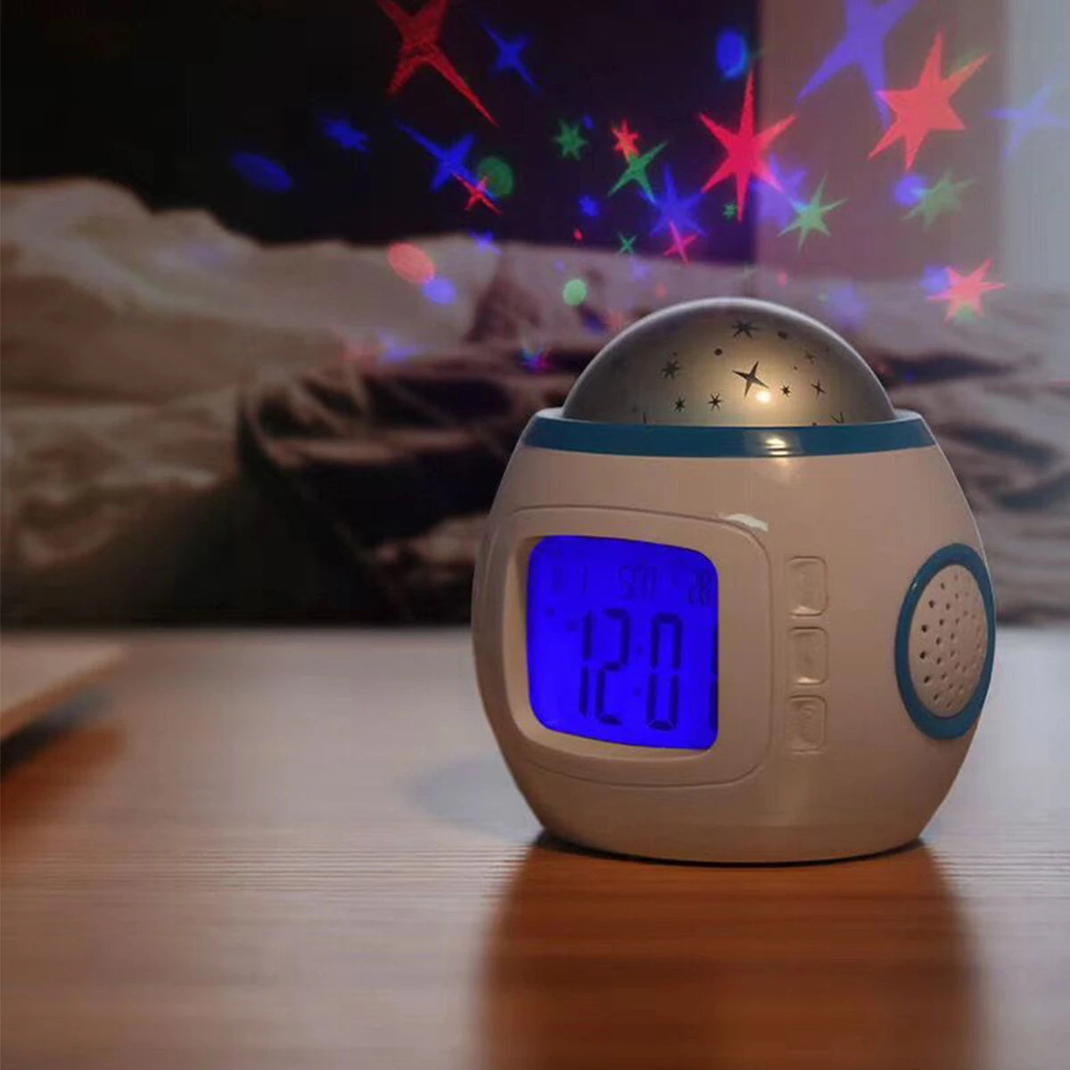 Alarm Clock Projection Light LED Alarm Clock Projection Light Star Sky Color Change Bedside Night Light for Bedroom Kids Room