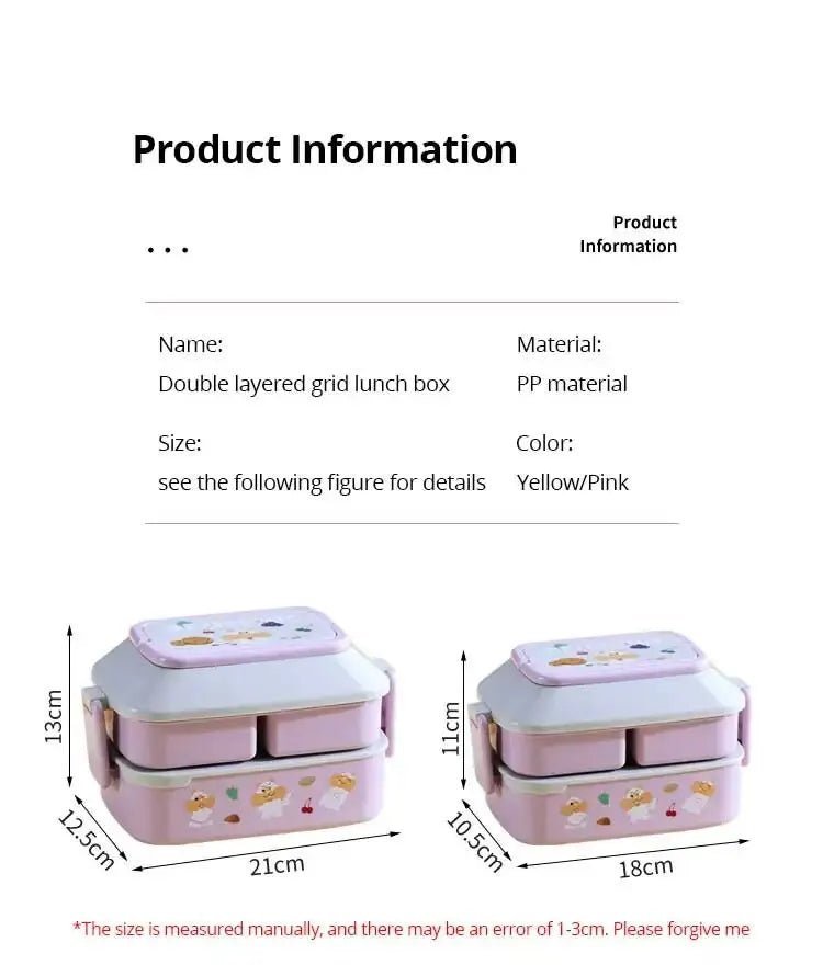 1pc Double Layered Colorful Fruit Lunch Box Large Capacity Portable Bento Box For Child Teenagers And Workers At School Canteen - Thrifty Delights