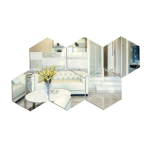 Hexagon 3D Mirror Wall Sticker Multiple Sizes DIY TV Background Living Room Stickers Wall Decor Bedroom Bathroom Home Decoration - Thrifty Delights