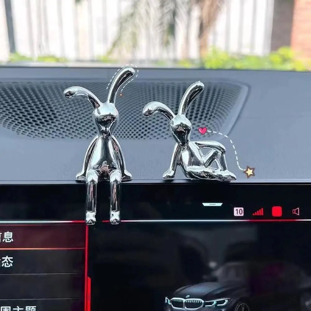 1pc Long Eared Rabbit Center Console Decor Pastable Plating Rabbit 3D DIY Home Furnishings Ornament - Thrifty Delights