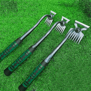 2 In 1 Garden Rake Manual Weed Grass Rooting Tool Puller Shovel 5/6/11 Tooth Weeding Removal Hand Gardening Loose Soil Tool - Thrifty Delights