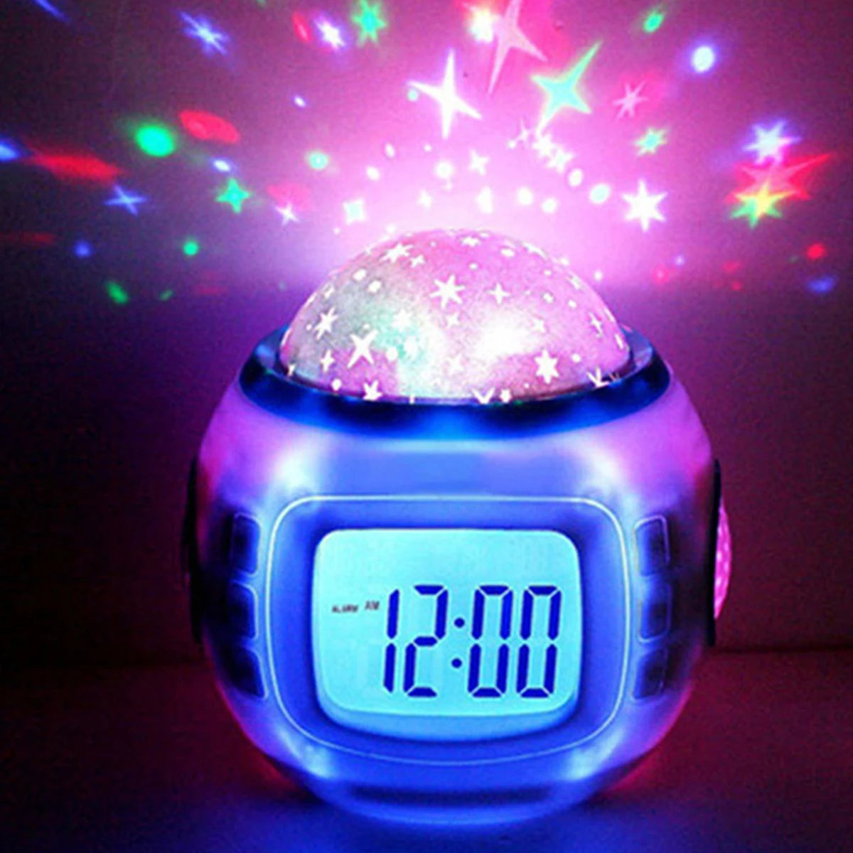 Alarm Clock Projection Light LED Alarm Clock Projection Light Star Sky Color Change Bedside Night Light for Bedroom Kids Room