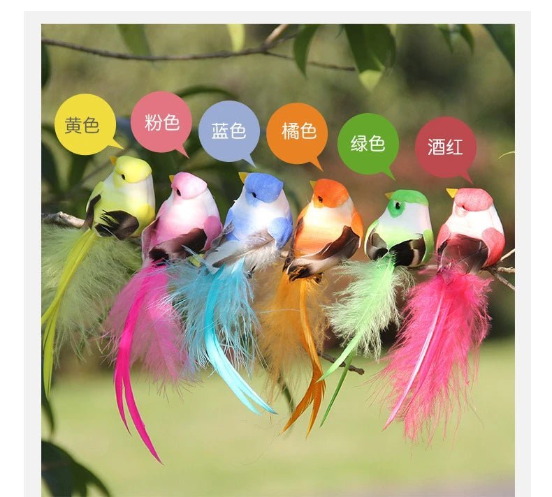 6pcs Cute Artificial Birds Fake Foam Animal Simulation Feather Birds Models Tit DIY Craft Home Garden Ornament Decoration - Thrifty Delights