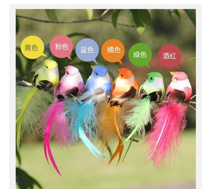 6pcs Cute Artificial Birds Fake Foam Animal Simulation Feather Birds Models Tit DIY Craft Home Garden Ornament Decoration - Thrifty Delights