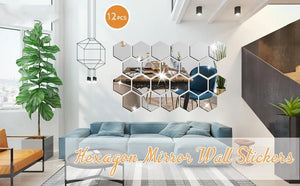 Hexagon 3D Mirror Wall Sticker Multiple Sizes DIY TV Background Living Room Stickers Wall Decor Bedroom Bathroom Home Decoration - Thrifty Delights
