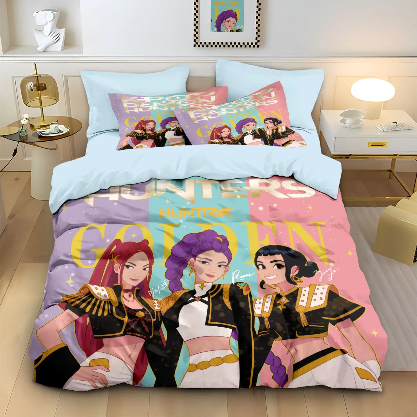 Anime Demon Hunters Zoey Mira Duvet Cover Set – Cute Gift for Girls & Fans
