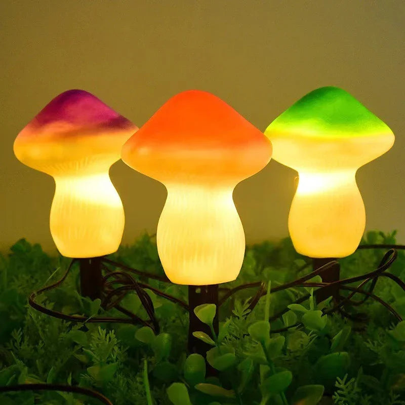 3PCS Solar Powered Mushroom Lights Outdoor Waterproof LED Garden Decor For Wedding Lawn Pathway Landscape Lighting Warm White