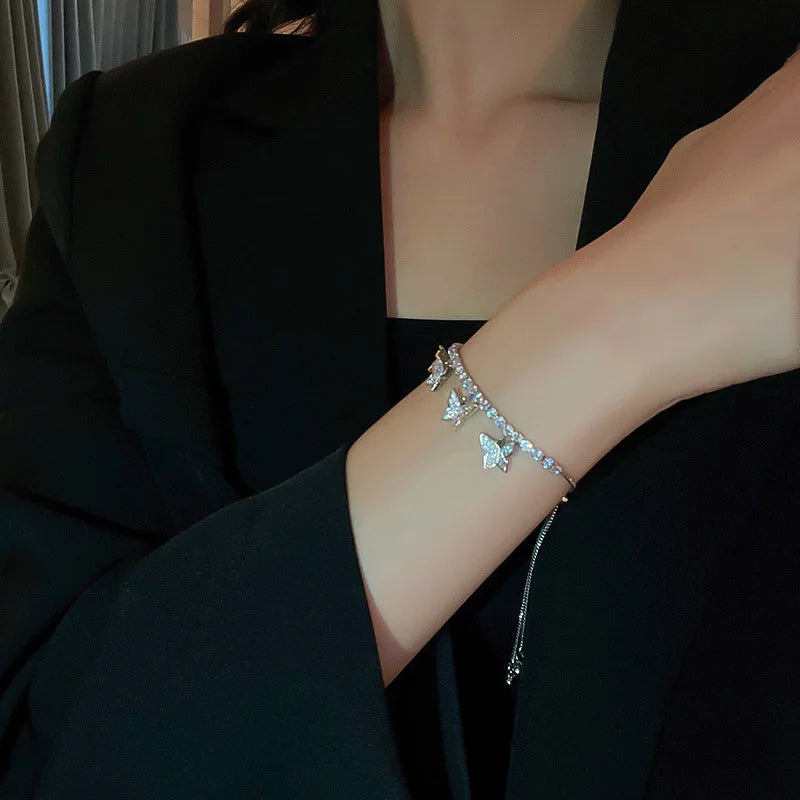 4pc Punk Cuban Curb Chain Bracelets Set for Women, Gold Color Jewelry