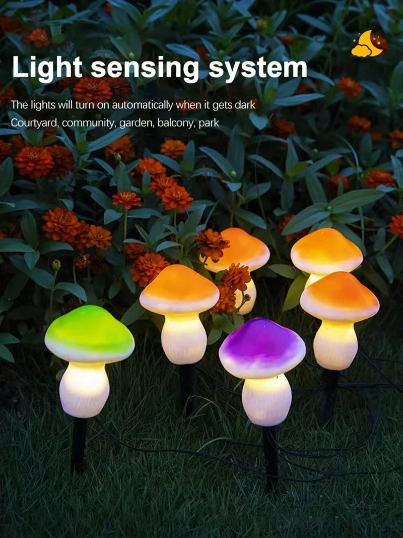 3PCS Solar Powered Mushroom Lights Outdoor Waterproof LED Garden Decor For Wedding Lawn Pathway Landscape Lighting Warm White