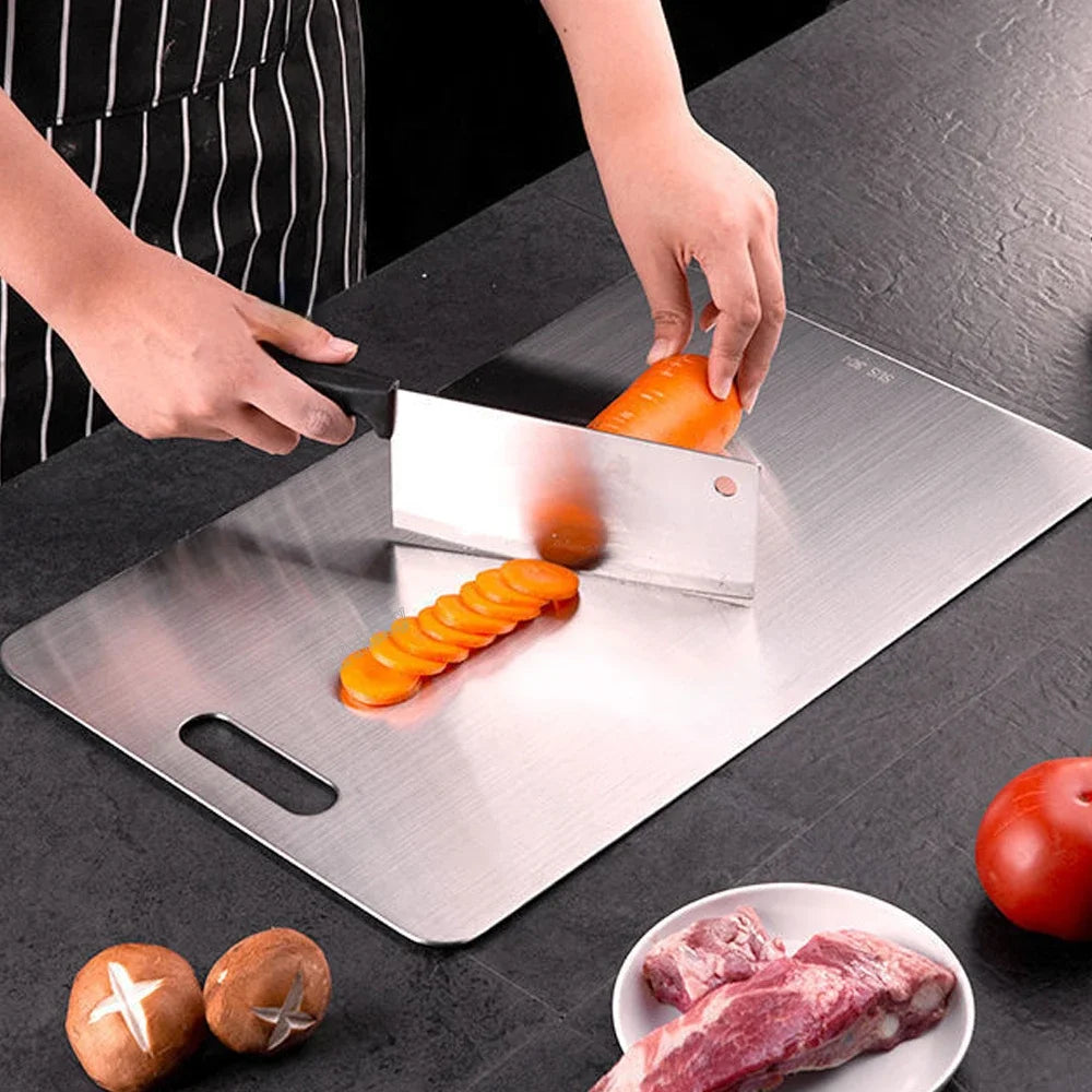 Durable Stainless Steel Cutting Board, Double Sided Chopping Block