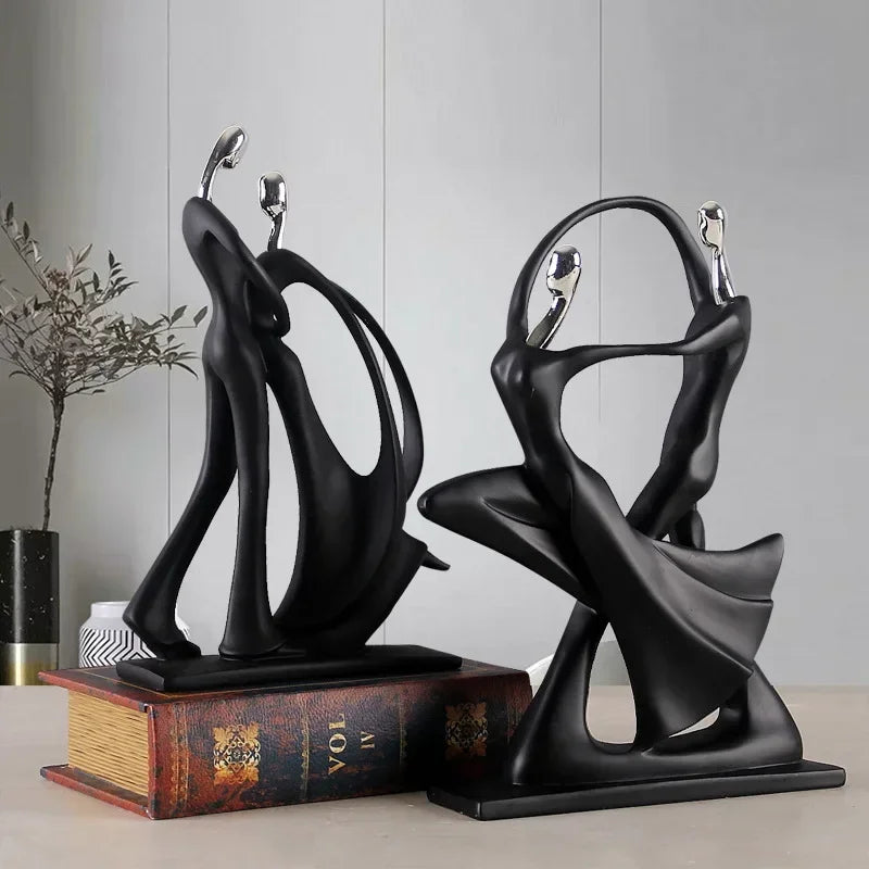 Chic Nordic Dancing Couple Resin Figurine Modern Home Decor