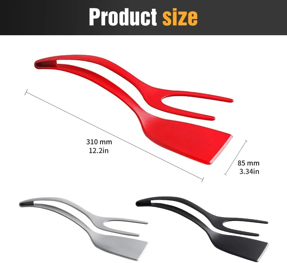 2-in-1 Silicone Spatula and Tongs: Non-Stick Egg Flipper & Cooking Tool