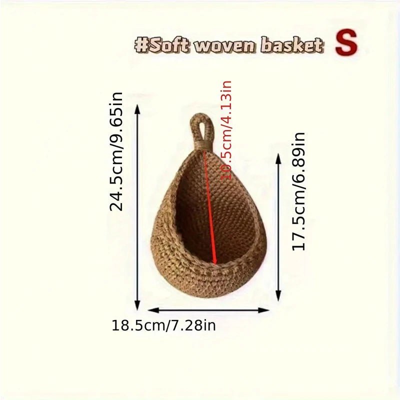 1PC Hand - woven Basket Wall Kitchen Hanging Net Pocket Cotton Rope Water Drop Fruit Vegetable Storage Basket Home Organizer Tools - Thrifty Delights