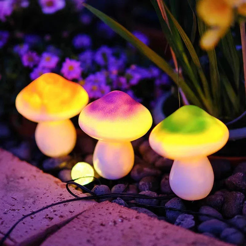 3PCS Solar Powered Mushroom Lights Outdoor Waterproof LED Garden Decor For Wedding Lawn Pathway Landscape Lighting Warm White