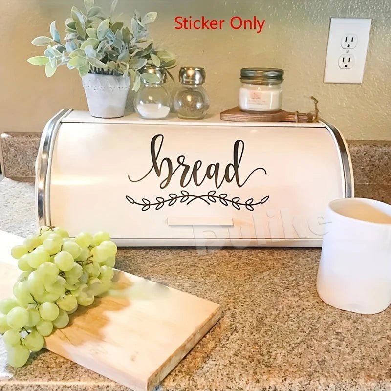 Bread Box Storage Label Vinyl Sticker Bread Box Sign Waterproof Removable Decals Kitchen Decor Farmhouse Style Pantry Decorative - Thrifty Delights