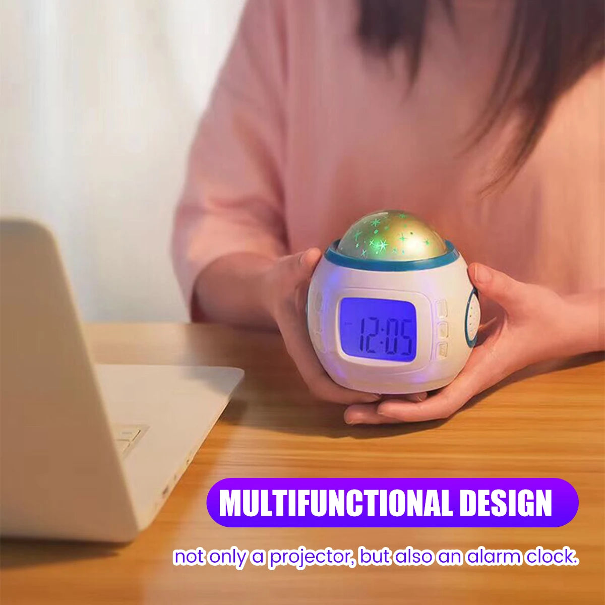 Alarm Clock Projection Light LED Alarm Clock Projection Light Star Sky Color Change Bedside Night Light for Bedroom Kids Room