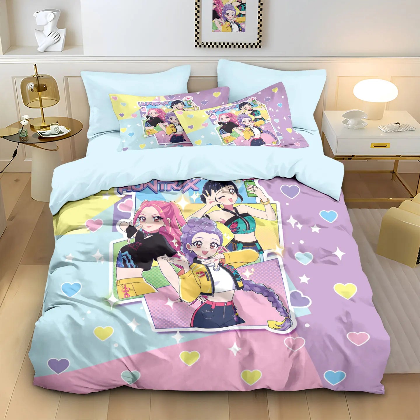 K-Pop Demon Hunters 3-Piece Print Bedding Set – Soft, Stylish & Machine-Washable