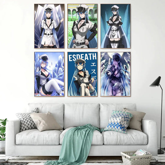 Esdeath Anime Wall Art Poster  Personalized Canvas Decor for Modern Family Bedrooms Ideal Gift for Anime Lovers x Inches Home De