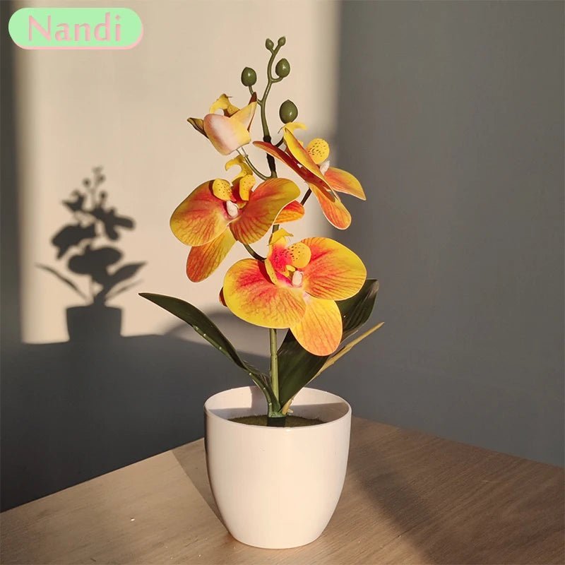 Bonsai Simulated Butterfly Orchid Artificial Potted Plant Desk Dining Table Home Office Vase Wedding Home Room Decoration Gift - Thrifty Delights