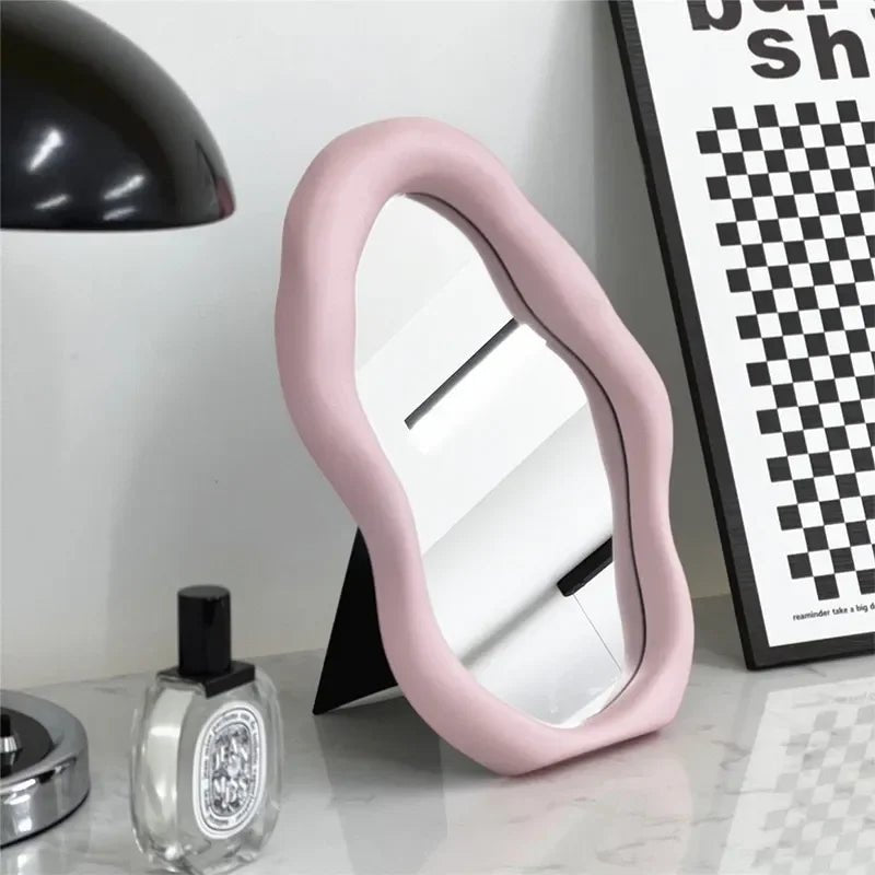Full Body Mirror Irregular Oval Tabletop Interior Mirrors Decorative Standing Mirror Room Decor Female - Thrifty Delights