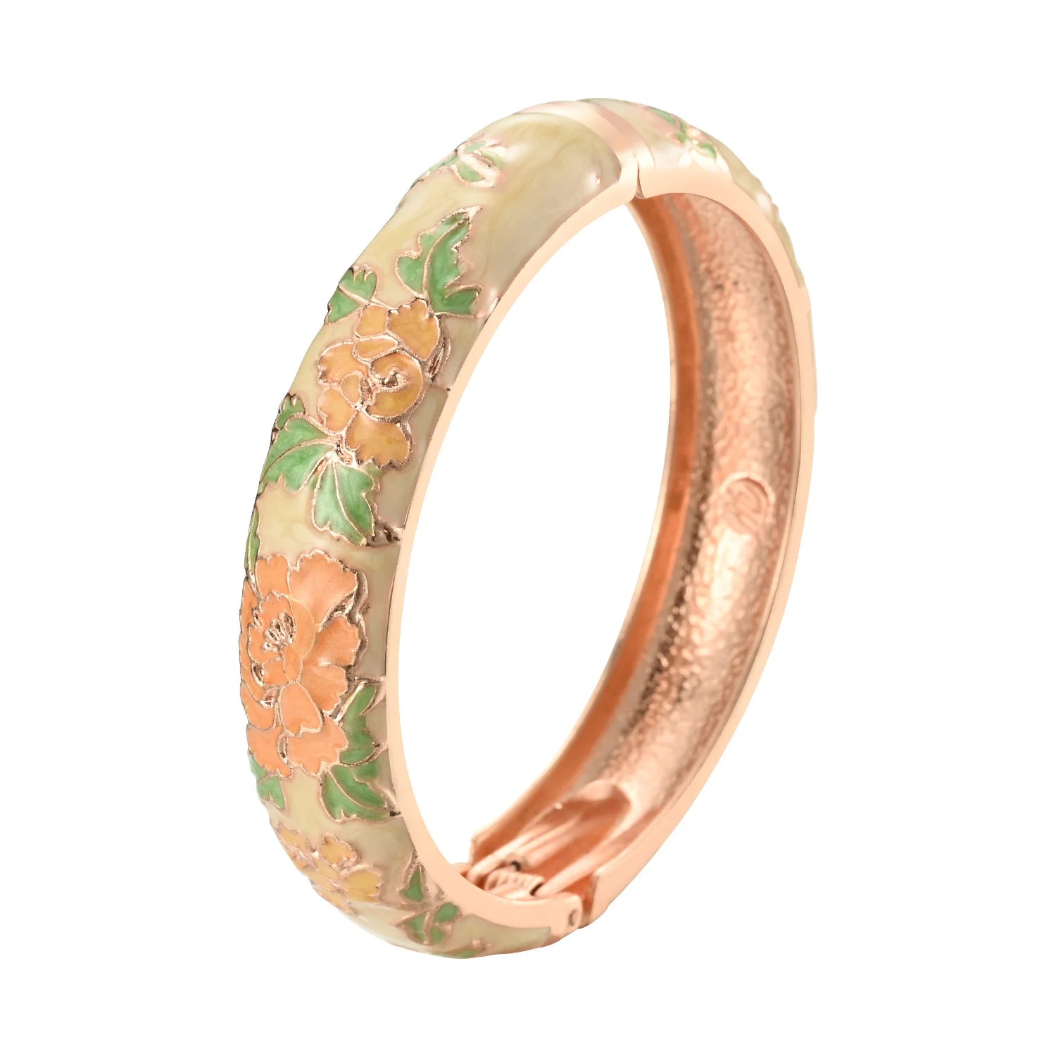 Ethnic Enameled Flower Bangles – Rose Gold Plated Women's Fashion Jewelry