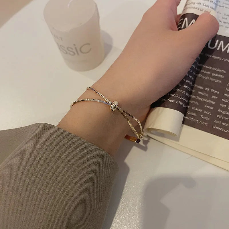 4pc Punk Cuban Curb Chain Bracelets Set for Women, Gold Color Jewelry