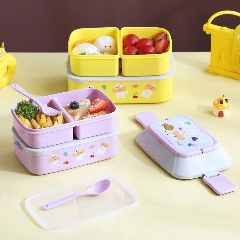 1pc Double Layered Colorful Fruit Lunch Box Large Capacity Portable Bento Box For Child Teenagers And Workers At School Canteen - Thrifty Delights