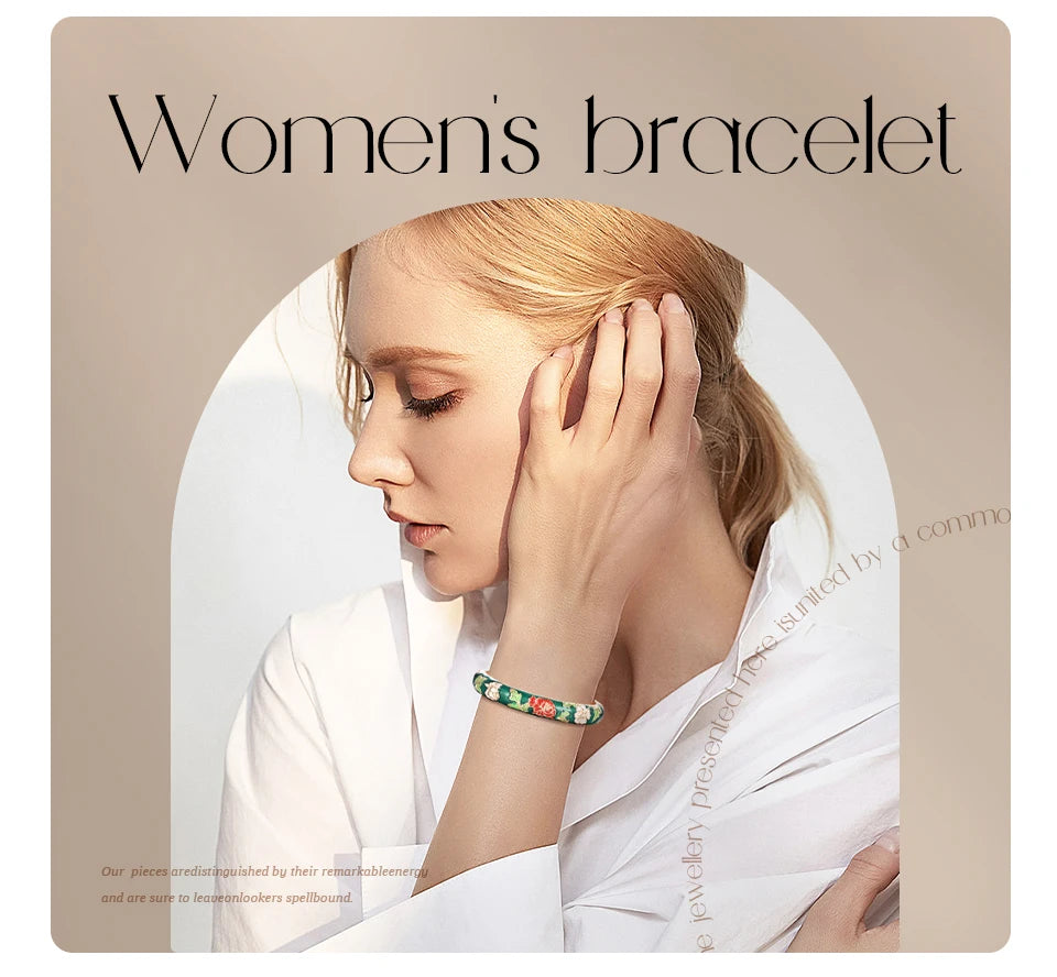 Ethnic Enameled Flower Bangles – Rose Gold Plated Women's Fashion Jewelry