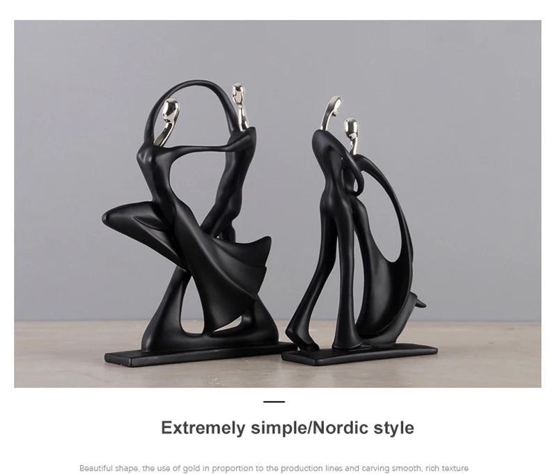 Chic Nordic Dancing Couple Resin Figurine Modern Home Decor