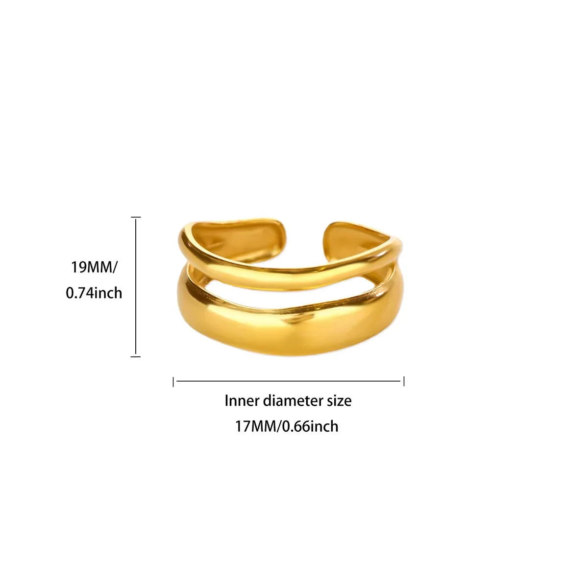 18K Gold Plated Stainless Steel Adjustable Irregular Wave Ring