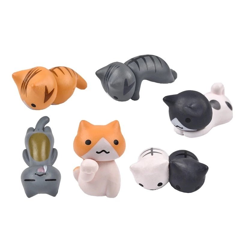 6Pcs/Set Cartoon Lucky Cat Home Garden Bonsai Decorations Miniatures Gift Lovely Micro Landscape Kitten Miniature Craft - Thrifty Delights