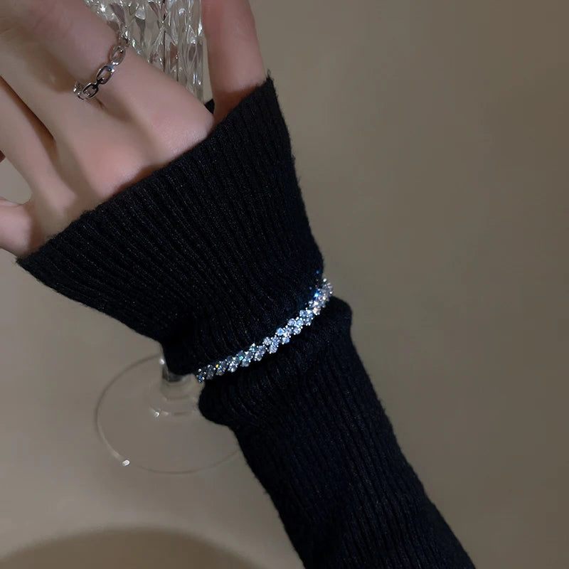 4pc Punk Cuban Curb Chain Bracelets Set for Women, Gold Color Jewelry