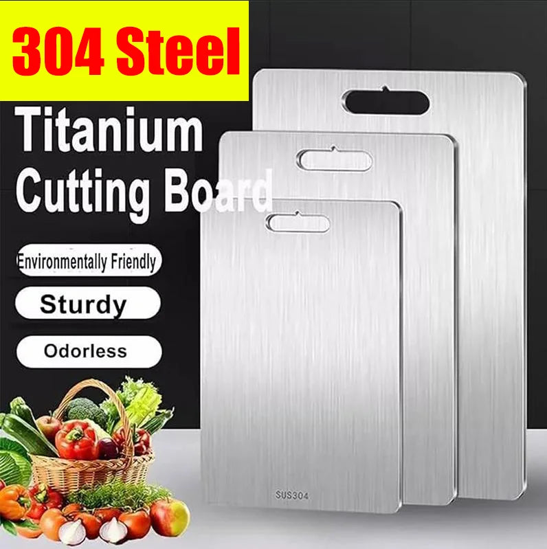 Durable Stainless Steel Cutting Board, Double Sided Chopping Block