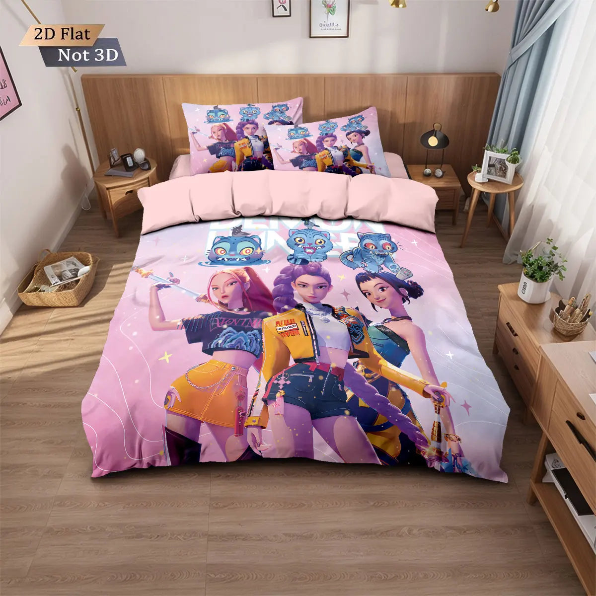 Demon Hunters K-Pop Print Bedding Set – Cozy, Colorful & Washable