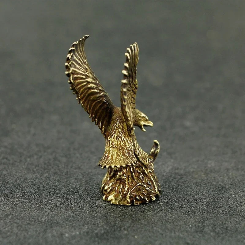 Antique Brass Eagle Sculpture Mini Resin Desk Ornament Home Décor