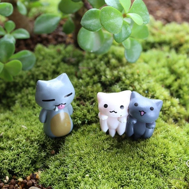 6Pcs/Set Cartoon Lucky Cat Home Garden Bonsai Decorations Miniatures Gift Lovely Micro Landscape Kitten Miniature Craft - Thrifty Delights