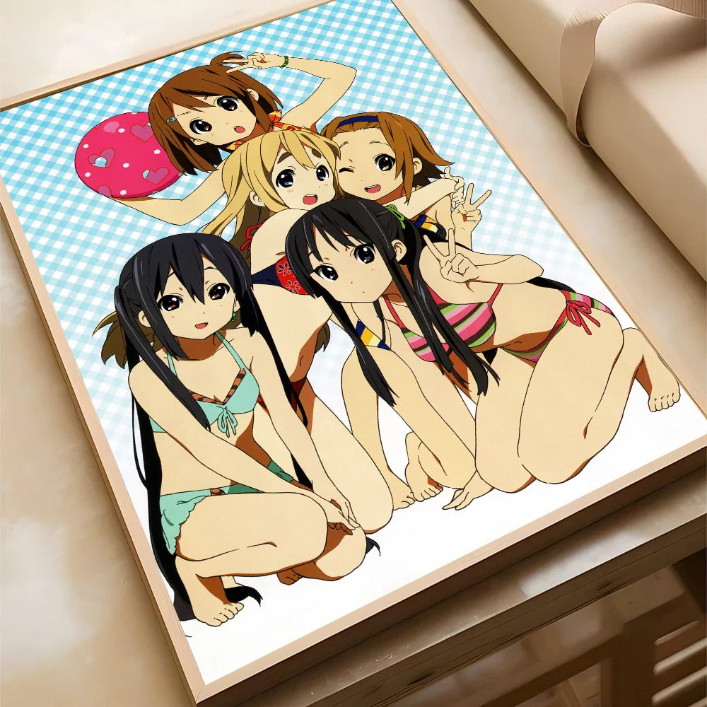 Anime K-ON KON Poster Self-adhesive Art Waterproof Paper Sticker Coffee House Bar Room Wall Decor