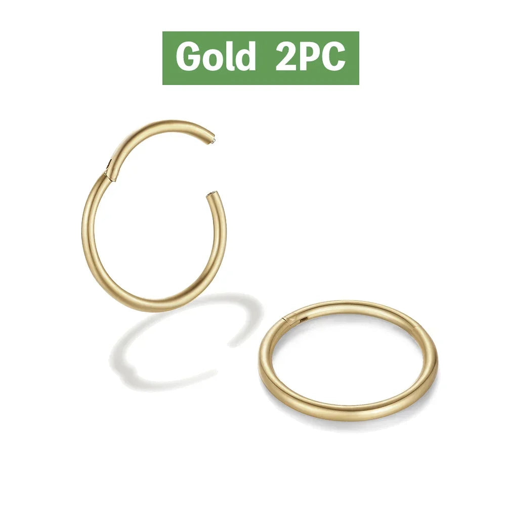 Seamless 316L Stainless Steel Gold Hoop Piercing Jewelry (2-6PCS)