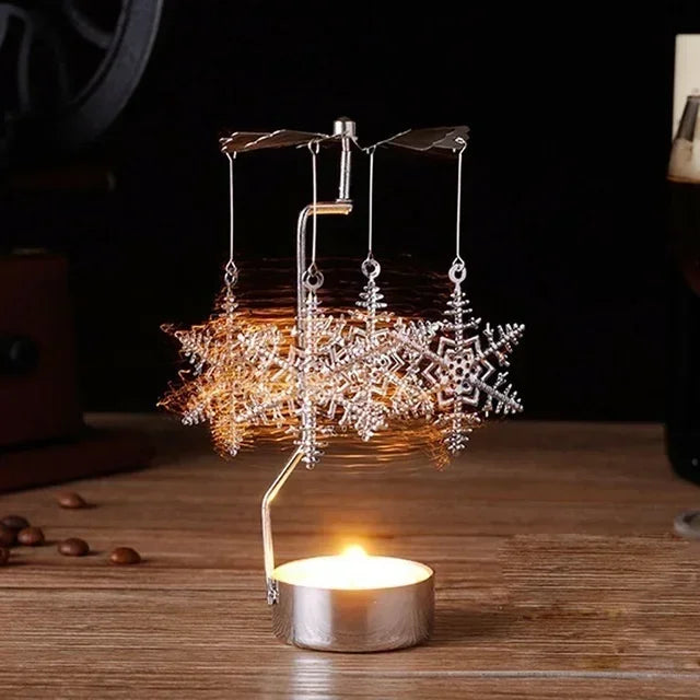 Rotating Christmas Candle Holder – Festive Metal Carousel Light