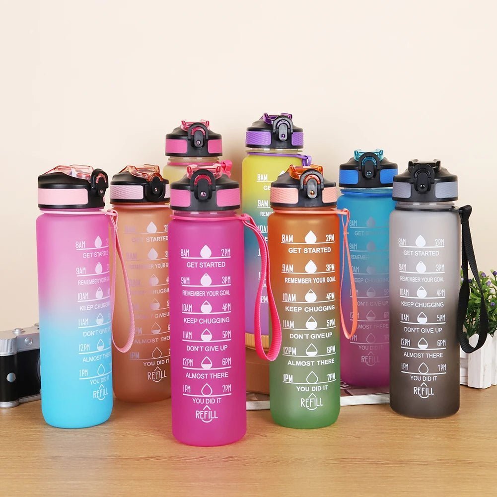 1000ML Drink Bottle Frosted Gradient Cold Water Bottle for Outdoor School Office - Thrifty Delights