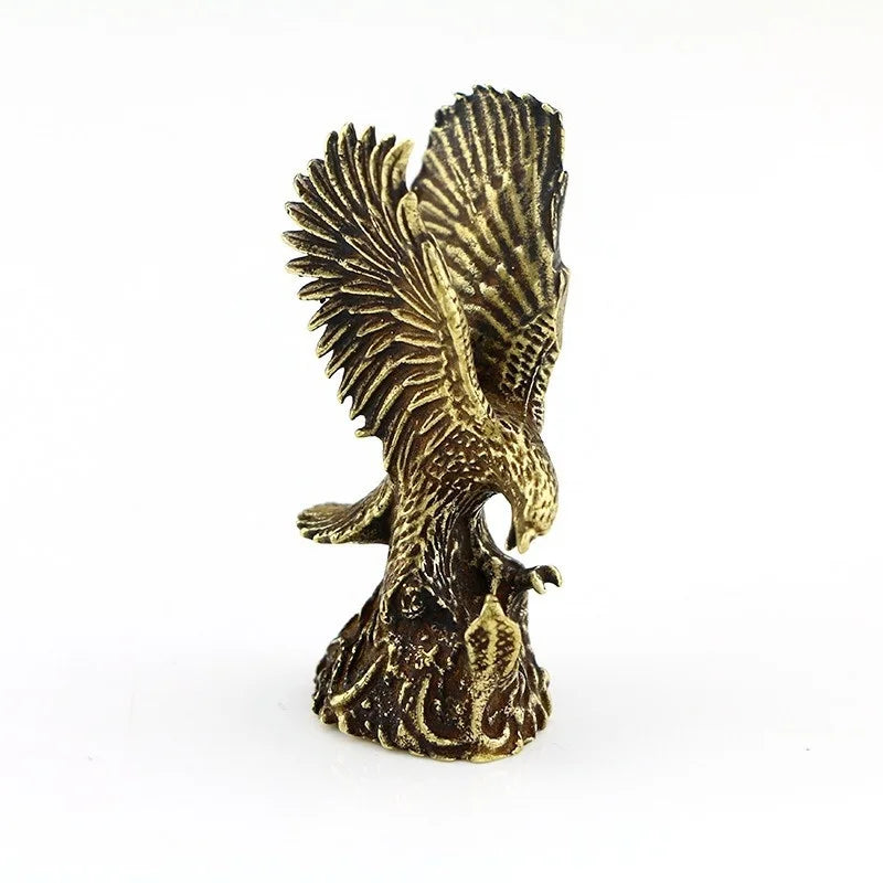 Antique Brass Eagle Sculpture Mini Resin Desk Ornament Home Décor
