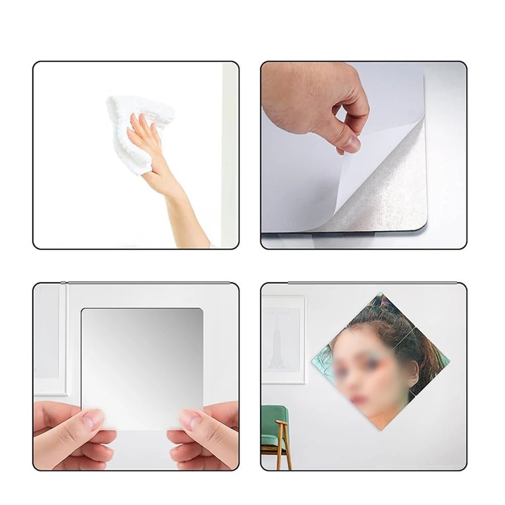 Acrylic Flexible Mirror Sheets Decorative Mirror Tiles Acrylic Mirror Toilet Mirror Splicing Full Body Mirror Spliceable 20X20 - Thrifty Delights