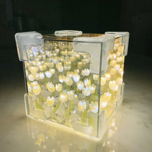 DIY Tulip Cube Lamp Simulation Flower Bedroom Sleeping Table Lamp Handmade Craft Tulips Night Light Birthday Gift - Thrifty Delights