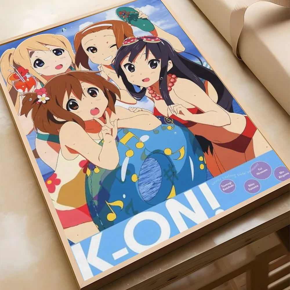 Anime K-ON KON Poster Self-adhesive Art Waterproof Paper Sticker Coffee House Bar Room Wall Decor